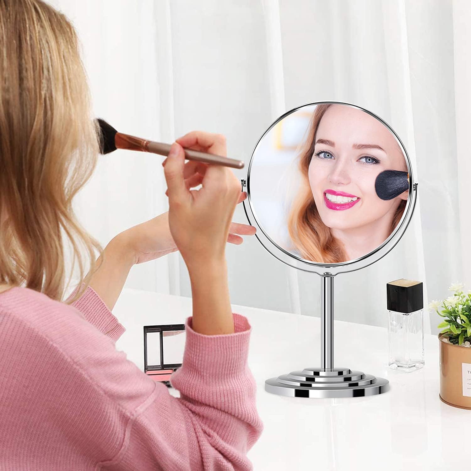 آینه آرایشی پایه دار استیل