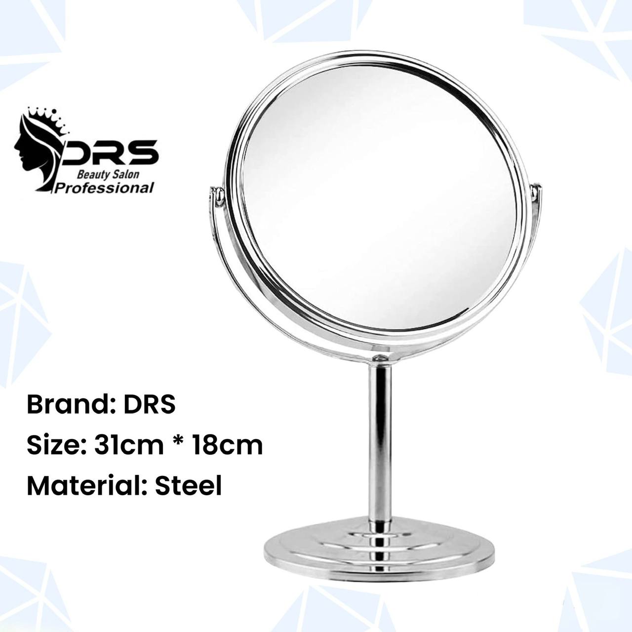آینه آرایشی پایه دار استیل سایز بزرگ (31*18)
