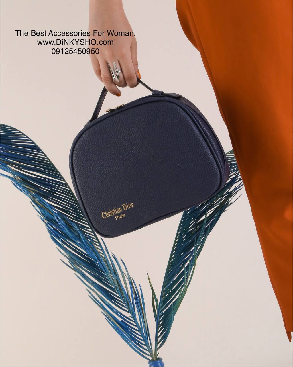 کیف آرایشی صندوقی برند Dior سرمه ای