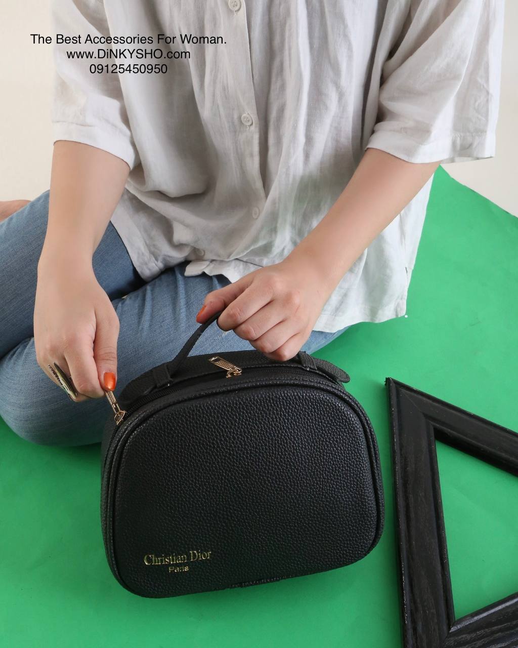 کیف آرایشی صندوقی برند Dior رنگ مشکی