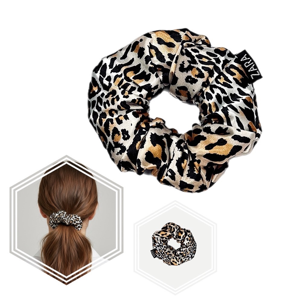 کش مو ساتن ابریشمی طرح پلنگی روشن