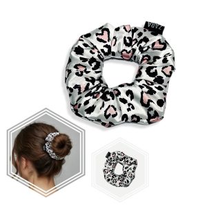 کش مو ساتن ابریشمی طرح پلنگی سفید