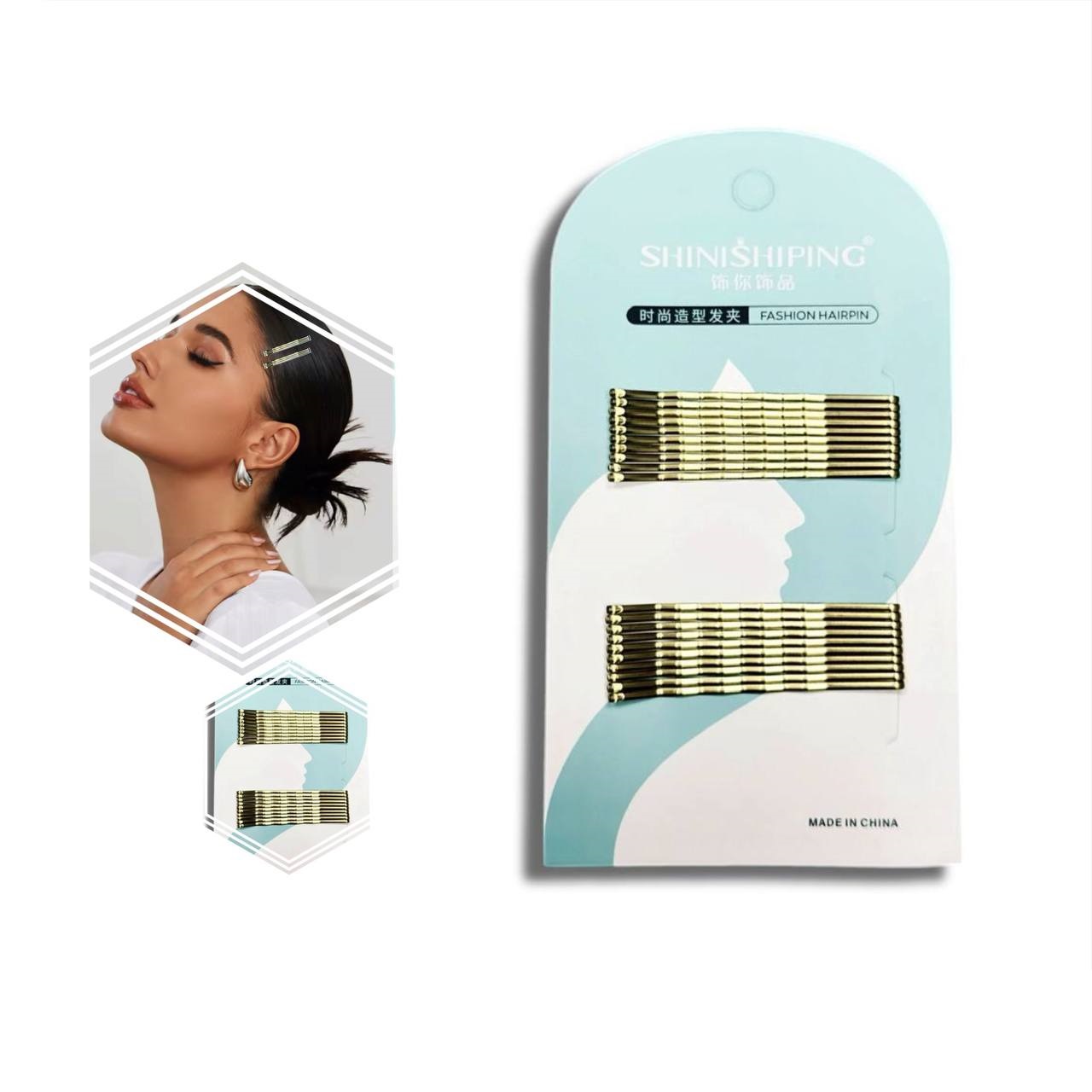 سنجاق مو ساده رنگ طلایی