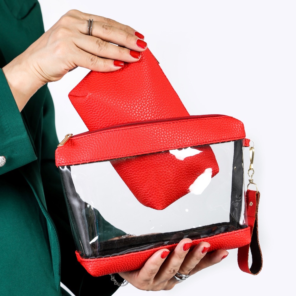 کیف آرایش طلقی دوقلو ساده