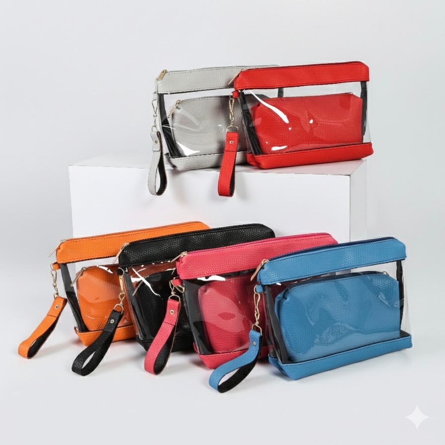 کیف آرایش طلقی دوقلو ساده