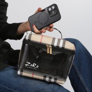 کیف لوازم آرایشی چمدانی طلقی طرح باربری